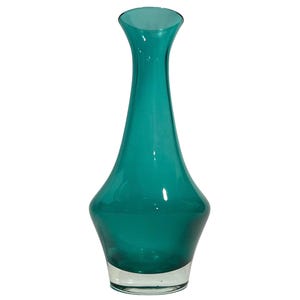 Vintage 1970 Riihimaki estilo Teal Art Glass Bud Vase Finlandia escandinavo
