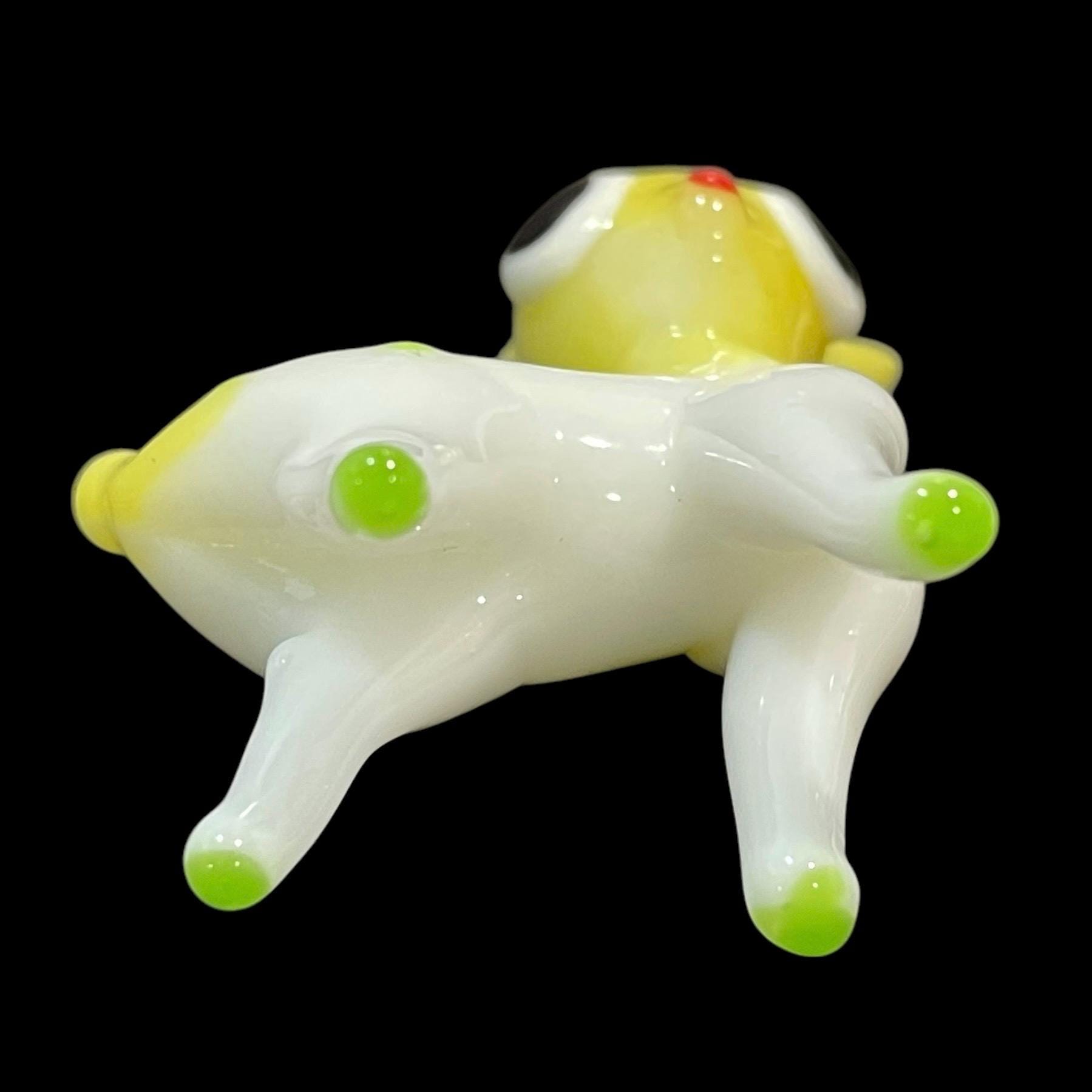 Vintage 1990s Art Glass Miniature Yellow Fawn Mini Sculpture