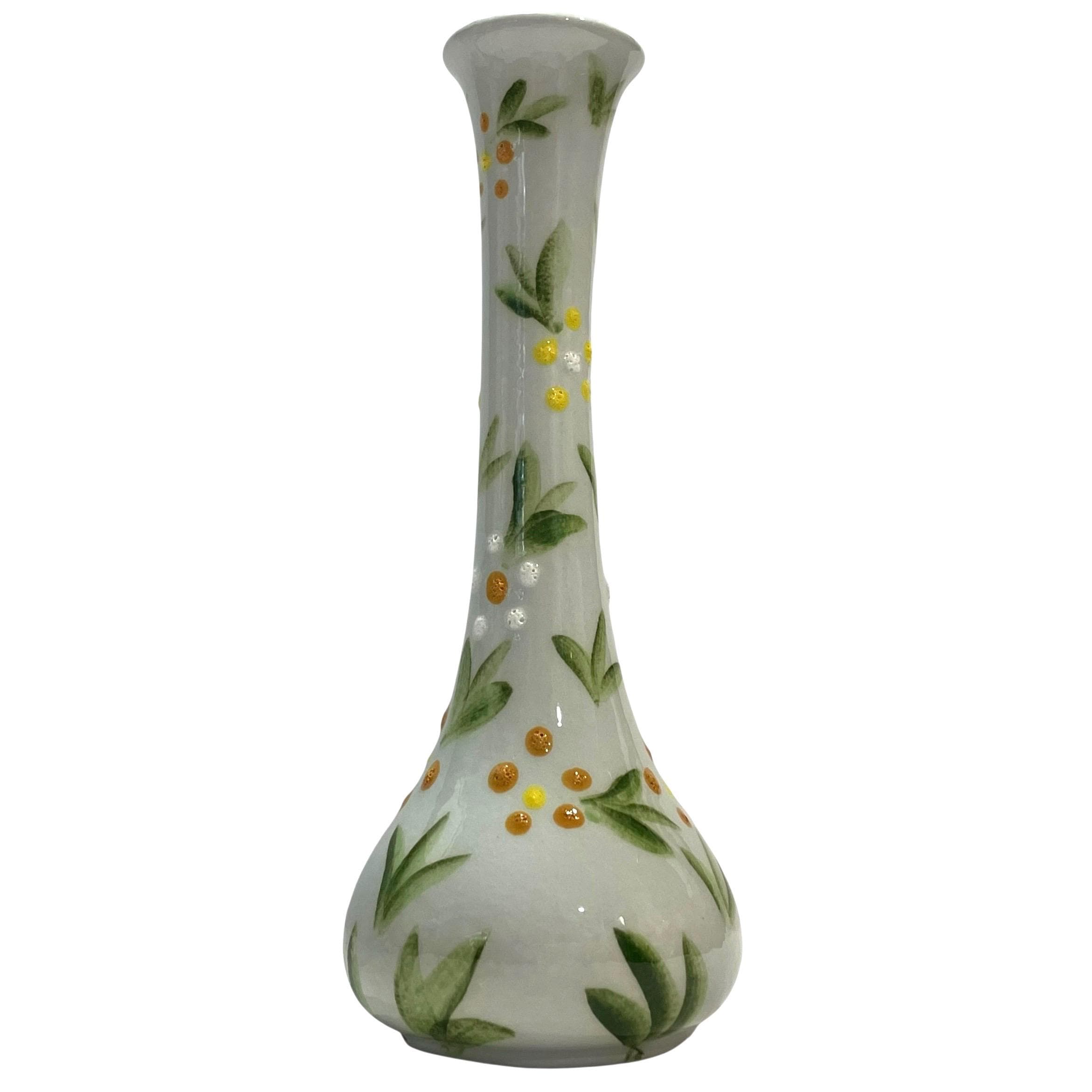 Vintage 1980s Signed Mini Ceramic Bud Vase - Hand Painted Quirky Spring ...