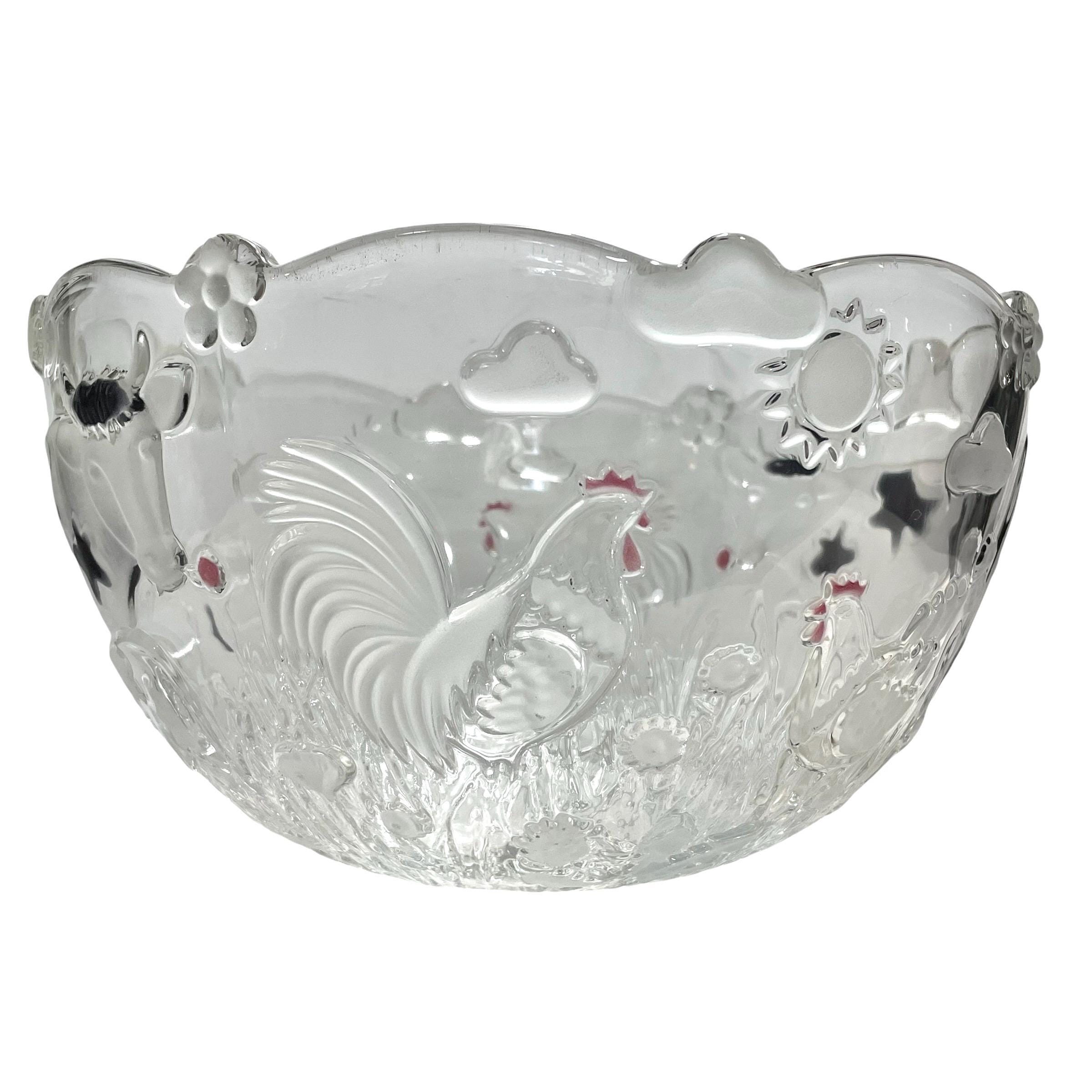 Vintage 1990s Waltherglass Germany Glass Serving Bowl With