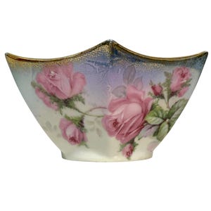 Antique 1930s K Steinmann Silesia Germany Floral Roses Lusterware Hexagonal Dish - Art Deco