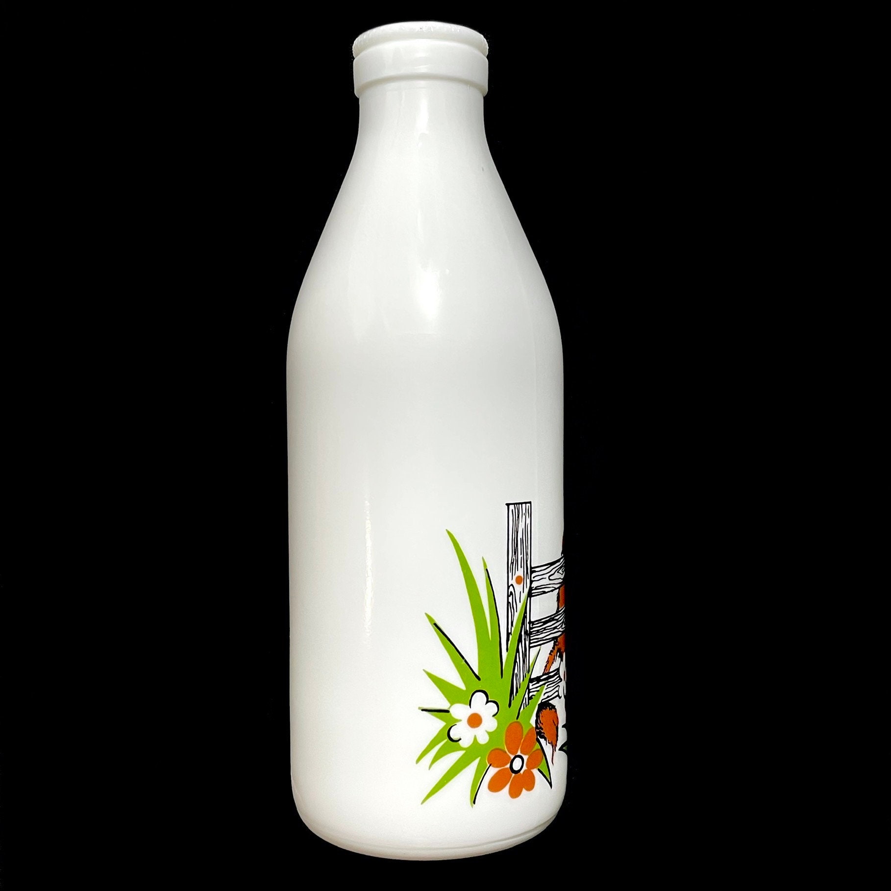 ヴィンテージ 1970年代 エジツィア 野牛のミルクボトル ミルクグラス