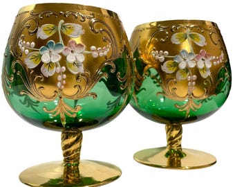 Vintage 1950s Venetian Murano Tre Fuochi 24K Gold White Glass 11.5