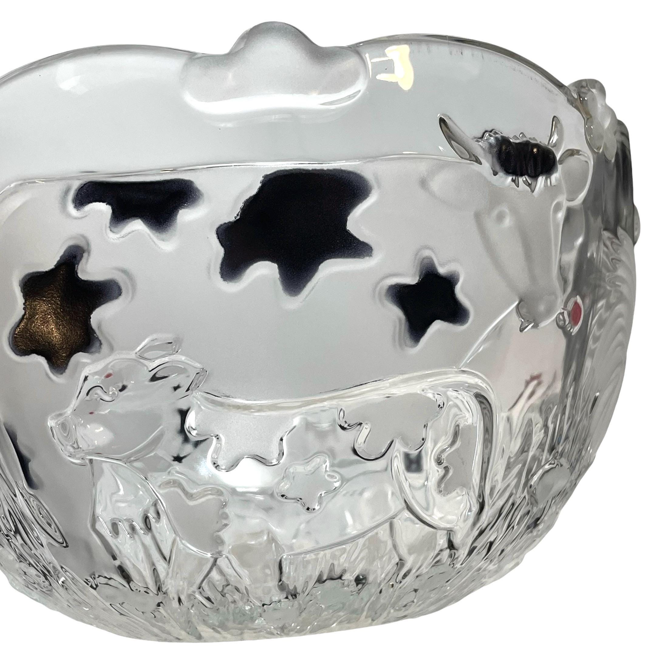 Vintage 1990s Waltherglass Germany Glass Serving Bowl With