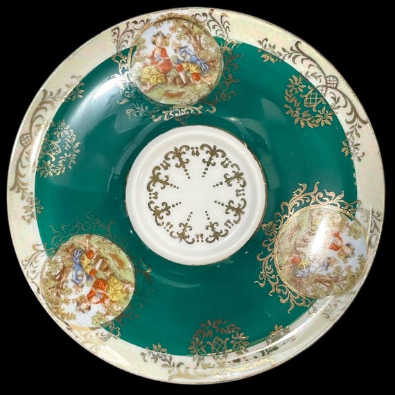 Vintage 1950s Shafford Japan Iridescent Pedestal Teacup and Saucer