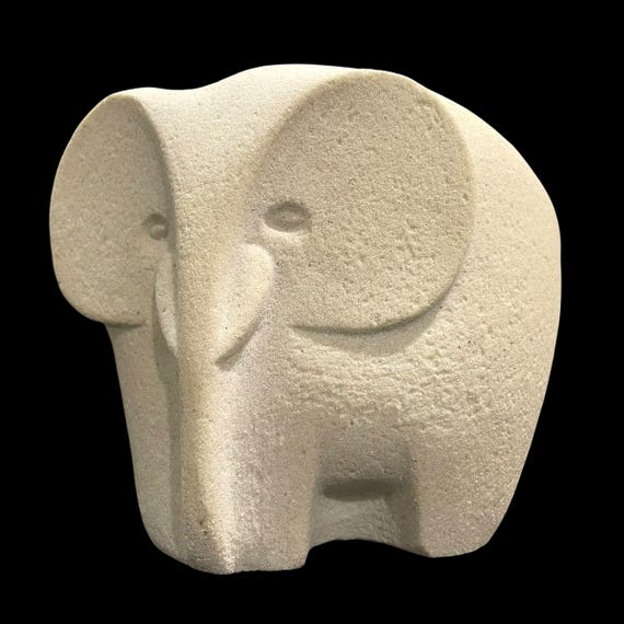 Vintage 1970s Marbell by Stone Art Belgium Sandstone Art Elephant