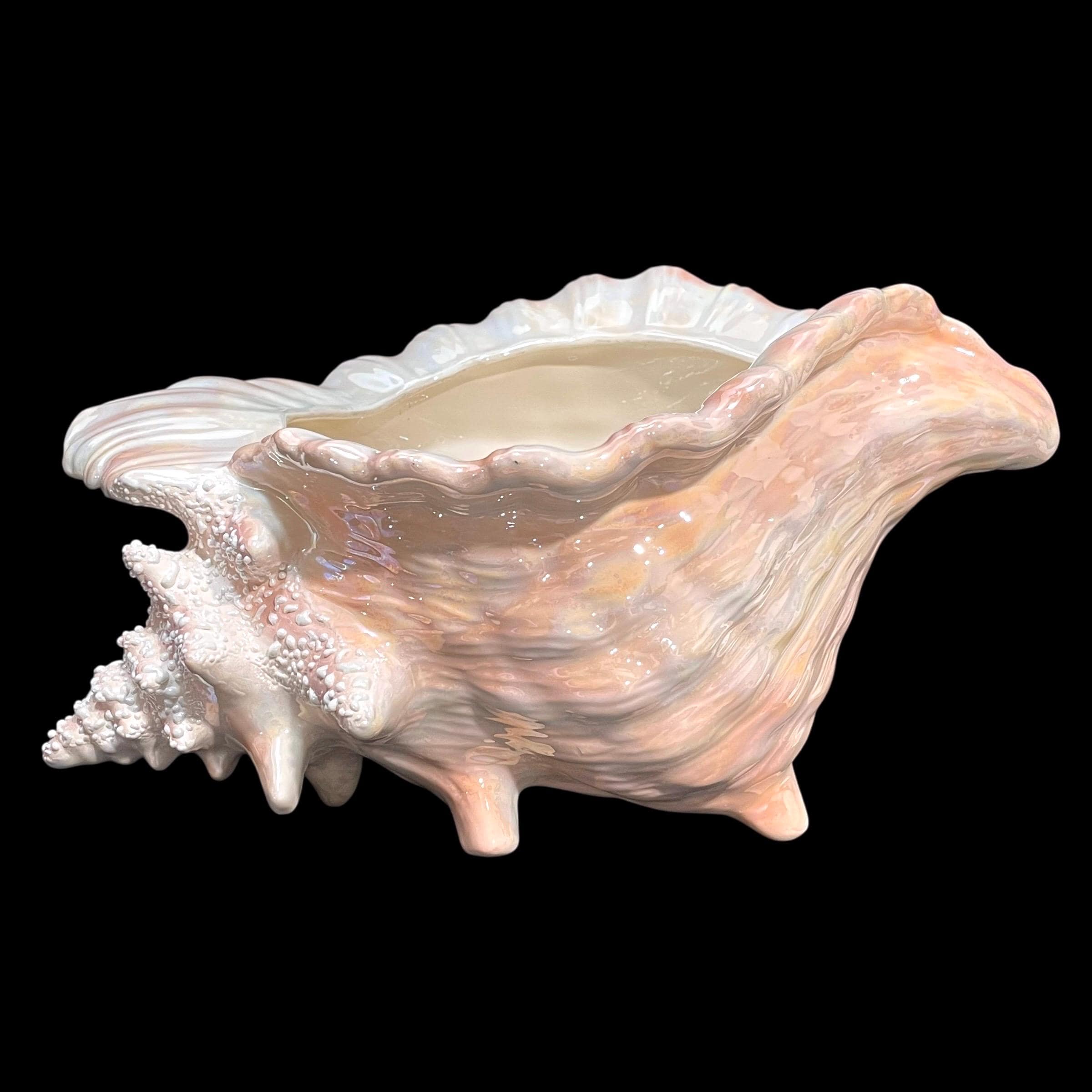 Vintage 1980s Atlantic Mold Large Conch Shell Ceramic Planter