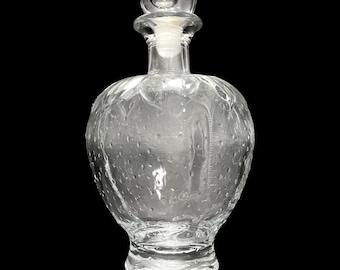 Piccola bottiglia in vetro trasparente a forma di fragola, vintage anni '60, con tappo in plastica di origine - Cottagecore Collectible