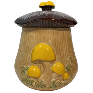 vintage des années 1970 en forme de champignon peint à la main d&#39;Arnel bocal en céramique de 20 cm (8 po.)