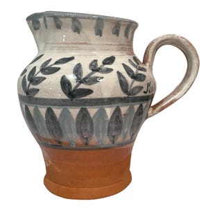 Vintage 1980s Italian J'api Lab. Ceramica Signed Pottery Art Jug - Floral Folk Art - Sora Italy
