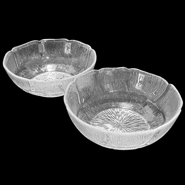 Vintage 1980s Arcoroc France Fleur 4 7/8 in Fruit Dessert Bowls Set of 2 Flower Embossed Glass Floral Detailed Patterned Side Home Decor