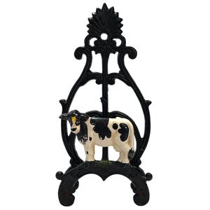 Vintage 1960s French Cast Iron Plate Holder Country Cow - Table Top or Wall Hanging