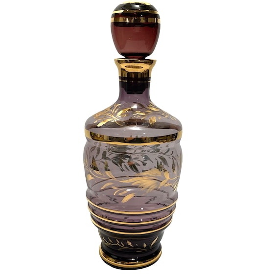Vintage 1960s Rossini Empoli Italy Decanter Bottle and Glasses (4
