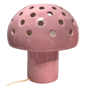 Lámpara vintage de cerámica rosa con forma de seta de Maurice Chalvignac, de la década de 1960 - Estilo moderno de mediados de siglo.