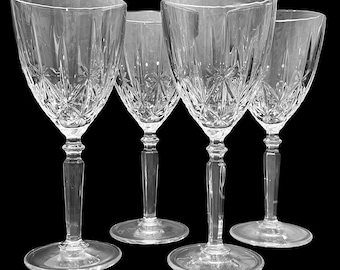 Vintage 2000s RCR Italian Crystal Orchestra Wine Glasses Set (4) - Art Deco Style