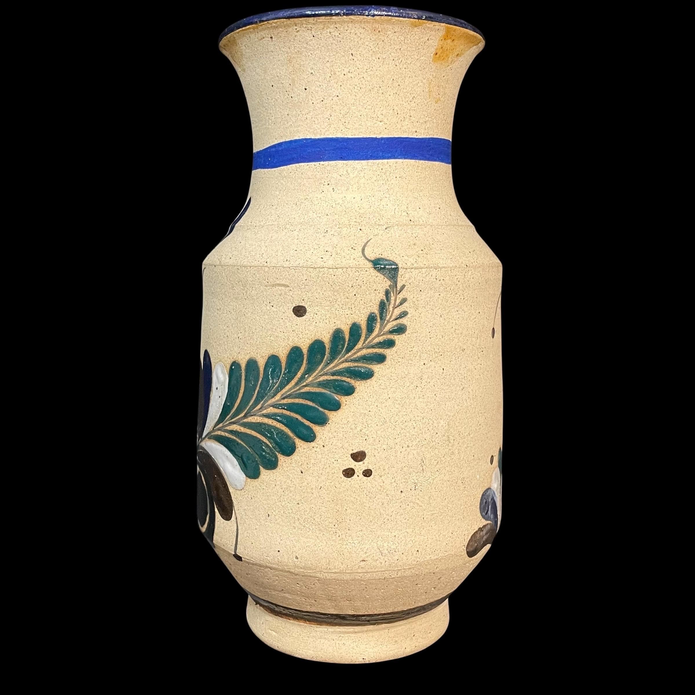 70s 花瓶 ヴィンテージ ハンガリー pottery VASE 希少 ❶ Vintage 1970s J. Mora Mexican Tonala Vase Signed - Floral & Bird