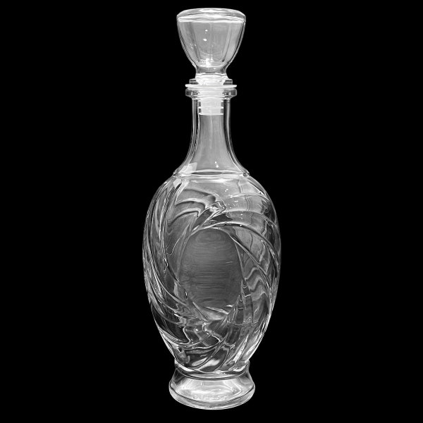 Vintage 1970s Italian Clear Glass Decanter Bottle with Stopper of Origin - Oval Twist MCM Design - Rare Collectible Home Decor Gift Idea