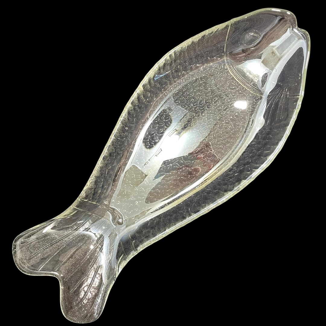 Pressed Fish Vintage 1970s Scandinavian Clear Pressed Art Glass Fish 18