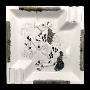 Vintage 1940s Dappled Horse Ashtray Japan Mid-century Relief