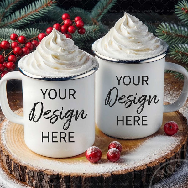 Camping Mug Mockup Couple Winter Mug MockUp Double Enamel Styled Stock Photo Holiday Camp Couple Mug Mock up Lifestyle Mockup JPG Download