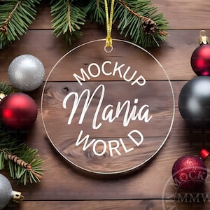 Acrylic Ornament Mockup Set Blank Round Ornaments for Tree and Canva, Ornaments Mockup Christmas Mock ups Canva Ornament Mockup