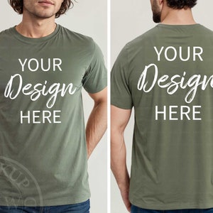 Front & Back Comfort Colors Moss Mockup, Male Comfort Colors 1717 Mockup, Blank Mock ups for Man Four JPG image