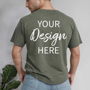 Comfort Colors Back Mockups, Moss 1717 Comfort Color Mockup, Back Shirt Mockup C1717 Male Comfort Colors Dad Mockup