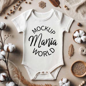 Boho White Baby Onesie Mockup,  White Rabbit skins 4400, baby bodysuit mockup, Baby Mockup Short Sleeve Mockup  Baby Bodysuit Mockup Infant