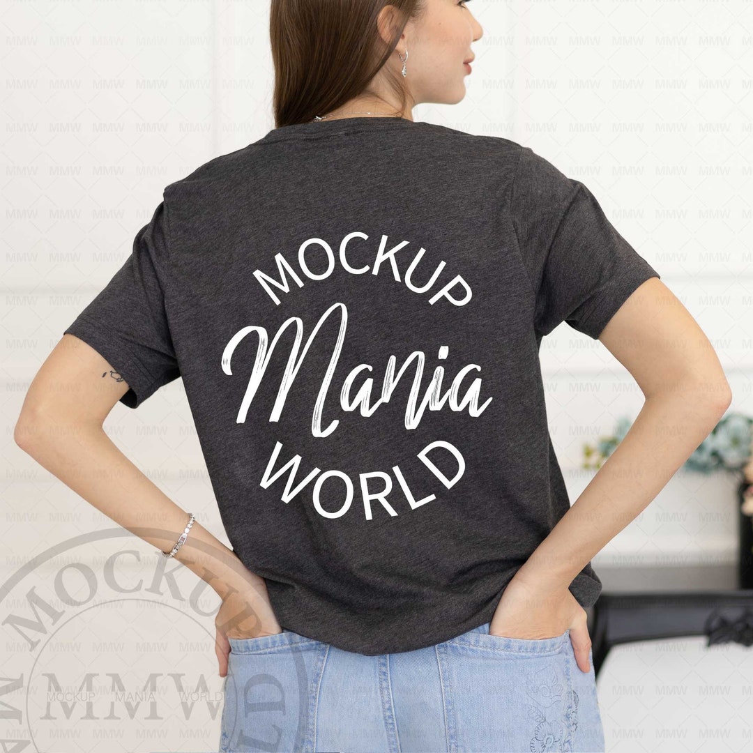 Bella Canvas 3001 Dark Grey Heather Mockup, Lifestyle Tee Mockup, SVG ...