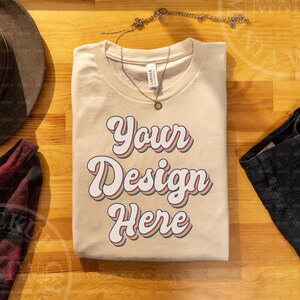 Bella Canvas 3001 Natural Mock up  Bella Canvas 3001 Flat Lay Mockup, Bella Canvas 3001 T-Shirt Mockup Boho Tshirt