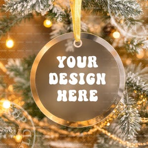 Christmas Glass Ornament Mockup Photoshop & Canva Transparent Blank Printify Ornament, Ornament Mockup PSD Download Round Glass Ornament