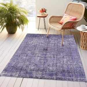 Purple Rug, Patio Floor Rug, Non Slip Rug, Corridor Runner, Washable Rug, Large Rug, Kitchen Oversize Rug, Entrance Hall Rug, Painting Rug