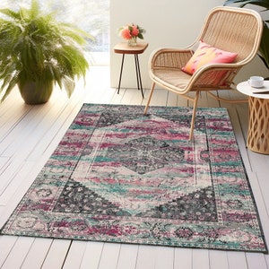 Eclectic rug, Area rug, Coastal chic rug, Rug with frame, Ethnic rug, Boho rug, Floor rug, Cotton mat, Hallway rug, Entry rug, Room decor