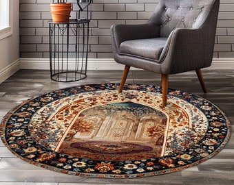 Meditation Rug, Historical Rug, Hagia Sophia Theme, Modern Decor Rug, Special Design Rug, Washable Rug, Nonslip Circle Rug, Housewarming Rug