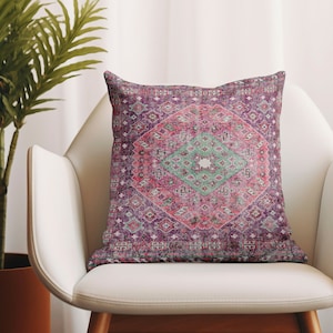 Eclectic pillow, Pastel color rug, Bohemian cushion, Sofa cushion, Soft pillow cover, Washable pillow cover, Floor pillow, Minimalist pillow