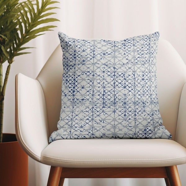 Ikat cushion, Pillow with blue, Cushion cover, Floor pillow cover, Geometric pillow, Contemporary pillow, Saloon pillow, Handmade pillow