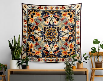 Orange Tapestry, Large Tapestries, New House Wall, Bohemian Tapestries, Rustic Tapestry, Blue Tapestries, Modern Decor, Birthday Tapestry
