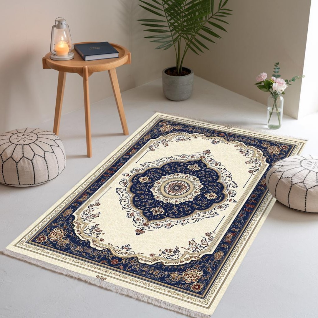Round Islamic Rug Thick Velvet Islamic Prayer Rug, Turkish Seccade Mat, Lux Plush Velvet ...