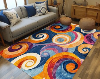 Decoratief tapijt, veelkleurig tapijt, paddenstoeltapijt, antisliptapijt, slaapkamertapijt, tapijt met elegante print, wasbaar loper, tapijt, duurzaam tapijt