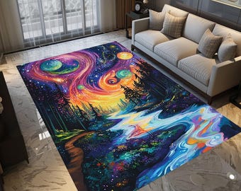 Cool runner rug, Modern artwork rug, Bedroom rug, Contemporary rug, Sustainable rug, Natural rug, Non-slip rug, Machine washable rug