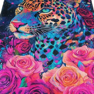 Rose pattern rug, Leopard print rug, Luxury rug, Modern home decor, Area rug, Non slip rug, Washable runner rug, Under bench rug, Boho rug