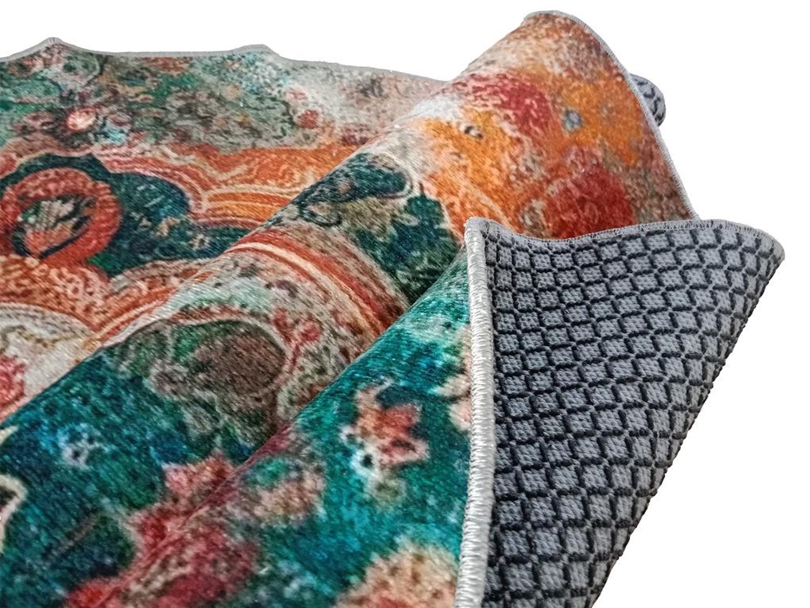 Cultural Rug Cultural Design Rug, Orange Circle Rug, Large Round Rug, Washable ...