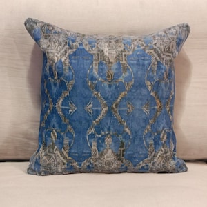 Blue kilim pillow, Handmade pillow, Throw pillow, Bohemian pillow, Floor pillow, Bedding pillow, Printed rug pillow, Couch pillow
