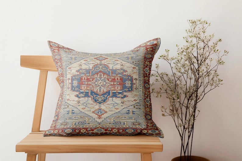red navy pillow, turkish rug, handmade kilim pillow, washable pillow, bohemian pillow, 16x16 pillow, boho decor pillow, throw pillow, ethnic