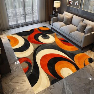Premium art rug, Aesthetic design rug, Trendy runner rug, Contemporary rug, Comfort rug, Washable rug, Gift for housewarming, Neutral rug