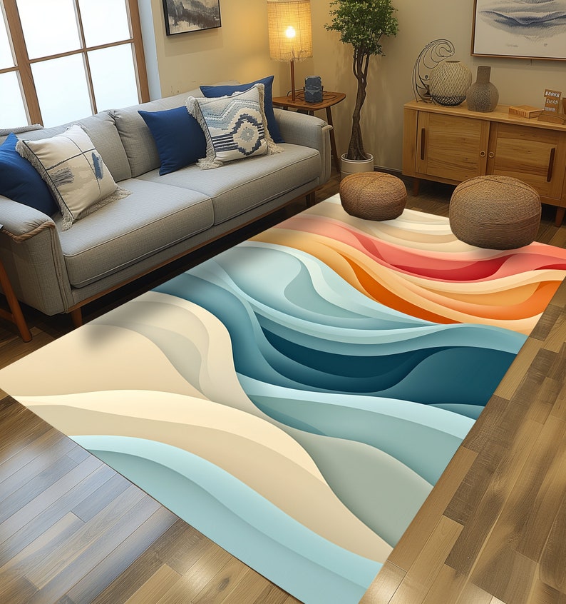 Vivid Color Rug, Under Bench Rug, Playroom Rug, Abstract Rainbow Rug ...