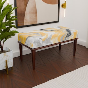 Artistic design upholstered bench, Colorful bench, Elegance footstool, Contemporary bench, Durable bench, Handmade bench, Cozy bench, H-229