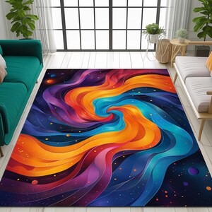 Magical print rug, Multicolor rug, Dining room rug, Laundry rug, Living room decor rug, Machine washable rug, Patio rug, Luxury art rug