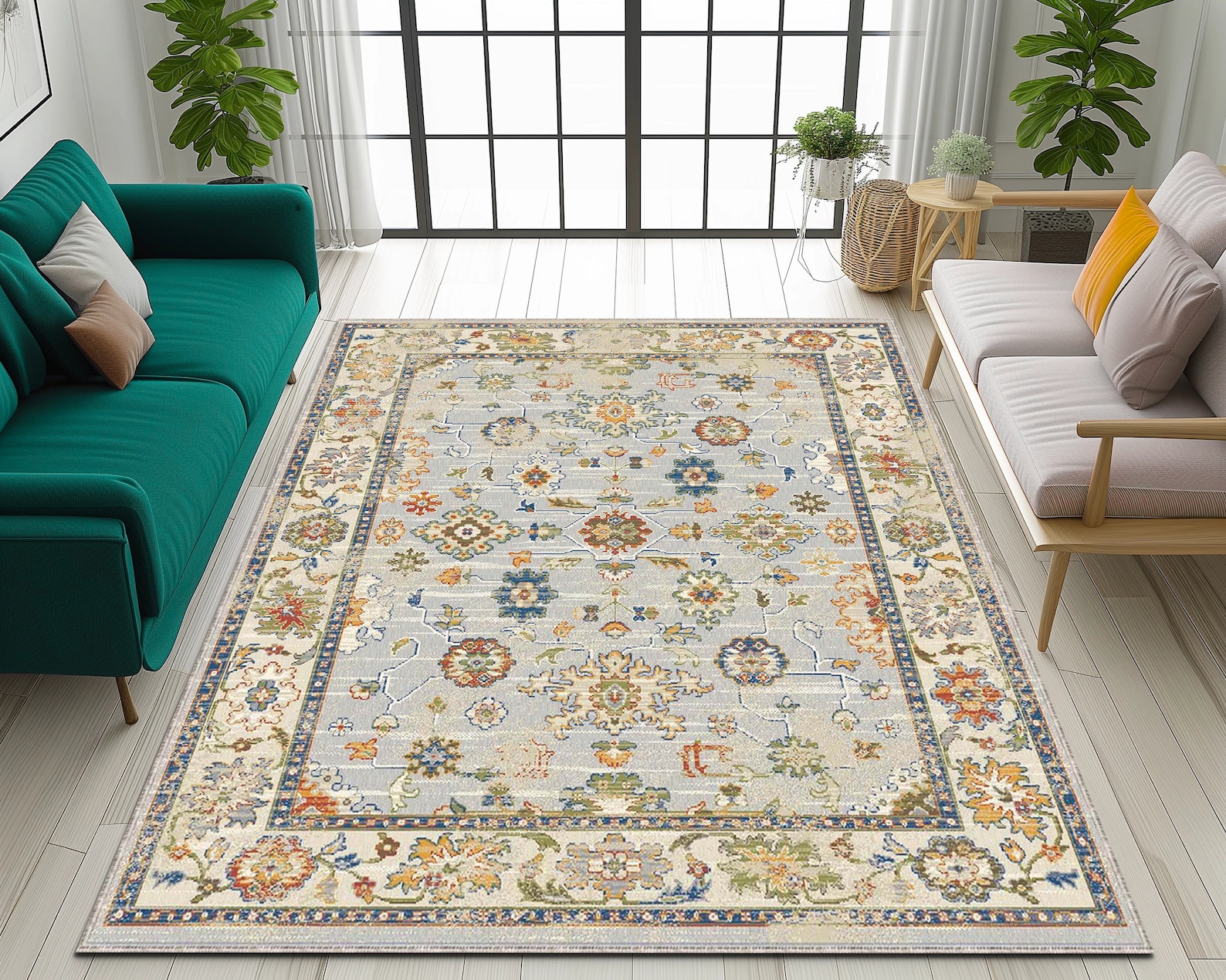 Pastel Color Rug, Washable Area Rug, 5x7 Rug, Bohemian Carpet, Rug for ...