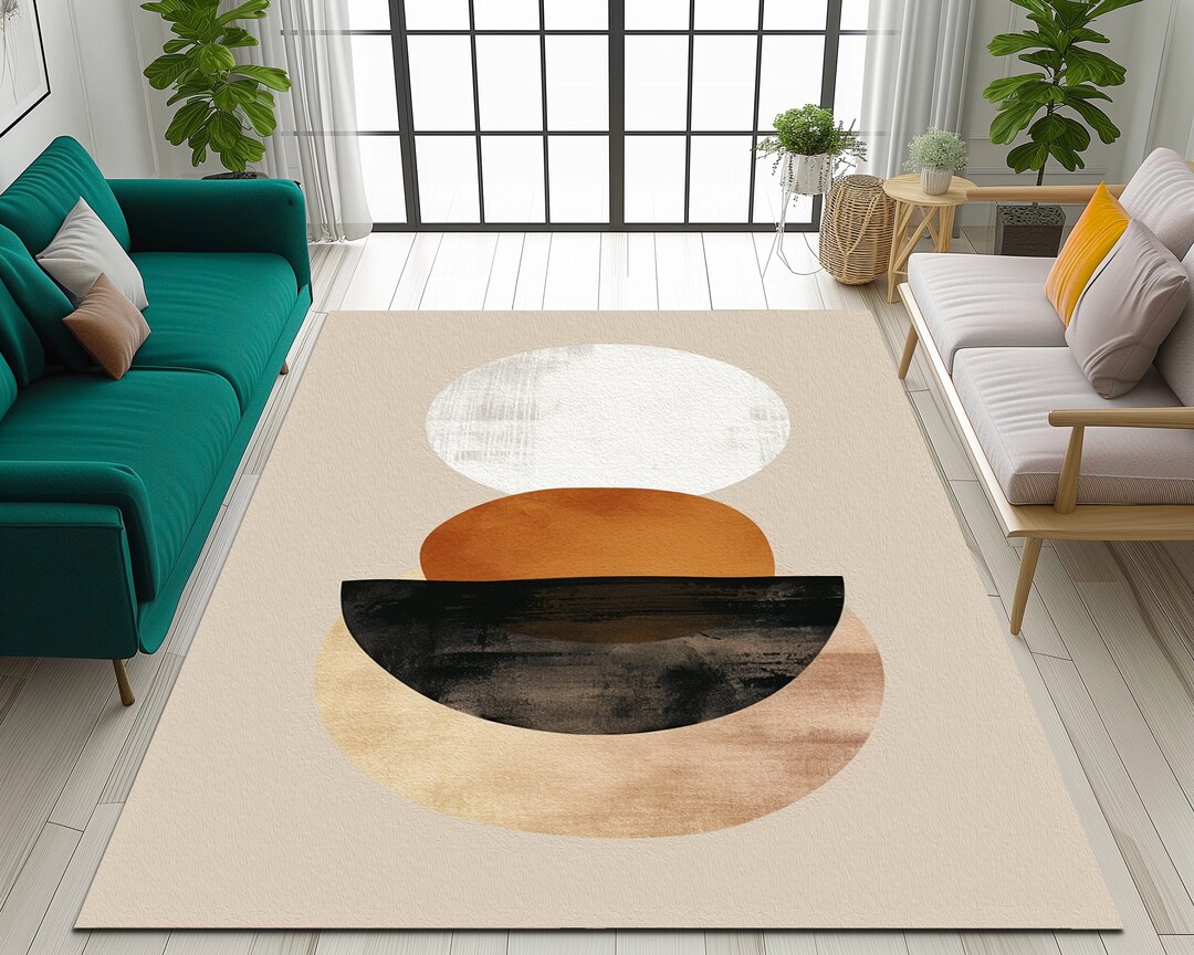Mid Century Modern, Art Print Rug, Gallery Large Rug, Orange Rug ...